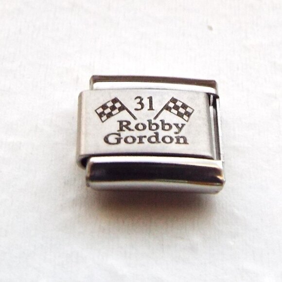 Robby Gordon 31 Nascar laser 9mm stainless steel italian charm bracelet link new - Picture 1 of 2